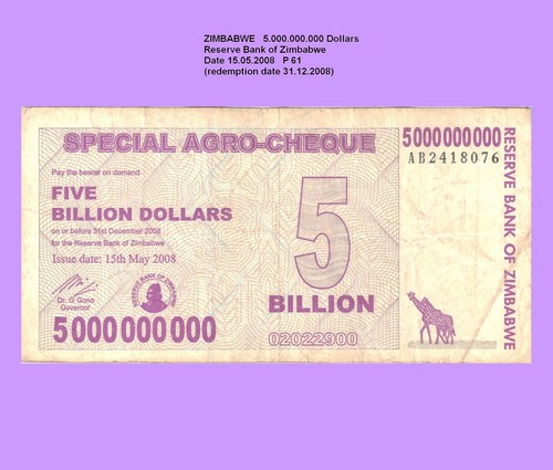 Simbabwe zimbabwe 5 billion - simbabwe,